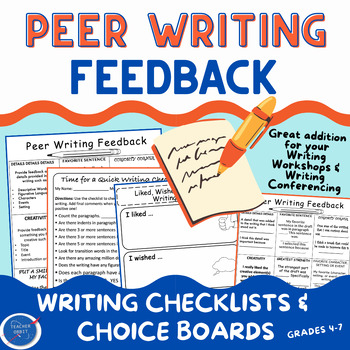 Preview of Peer Editing Feedback | Writing Workshop & Conferences | Checklists & Forms