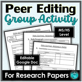 Preview of Peer Editing Group Activity For Research Papers | Editable Google Doc