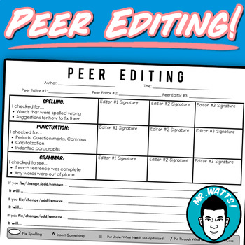 Preview of Free Peer Editing Sheet!