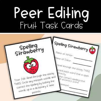 Preview of Peer Editing Task Cards & Feedback | Fruit Themed Writing Cards