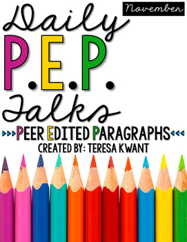 Preview of Peer Editing and Paragraph Writing for November 3rd, 4th, 5th, 6th Grade