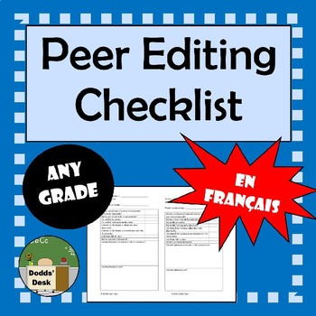 Preview of Peer Editing checklist - French