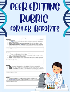 Preview of Peer Editing lab report rubric