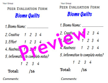 Preview of Peer Evaluate / Grade Form