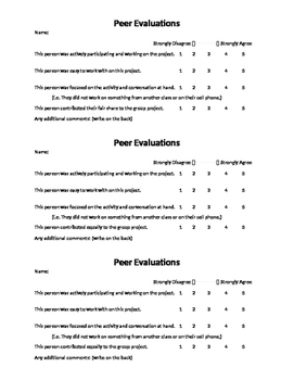 Preview of Peer Evaluation for Group Project