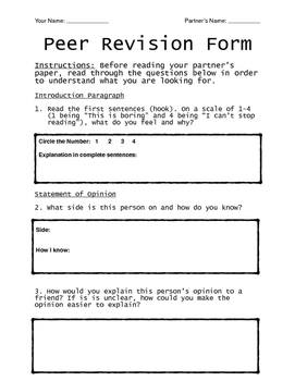 speech peer review worksheet