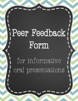 Preview of Peer Feedback Form for Informative Oral Presentations