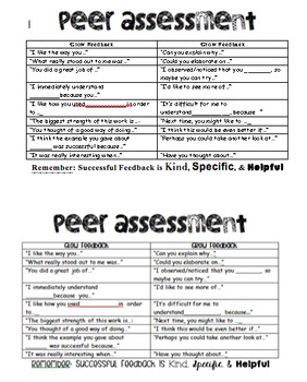 Preview of Peer Feedback Glow and Grow Sentence Starters
