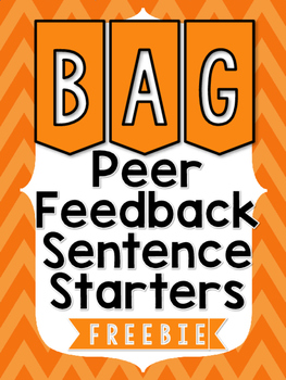 Preview of Peer Feedback Sentence Starters - FREEBIE