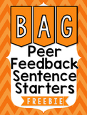 Peer Feedback Sentence Starters - FREEBIE