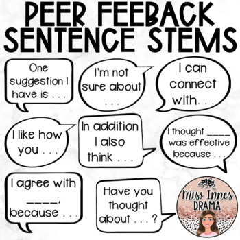 Preview of Peer Feedback Sentence Stems Display