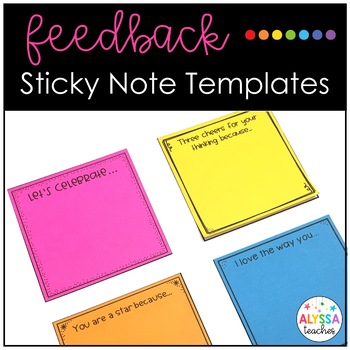 Preview of Student Feedback Sticky Notes Templates