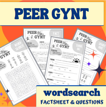 Preview of Peer Gynt Program Music WORDSEARCH with Fact Sheet & Questions