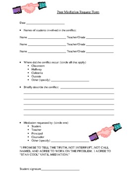 Preview of Peer Mediation Request Form (editable & fillable resource)