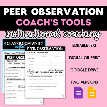 Preview of Peer Observation Reflection Forms - Instructional Coach's Tools