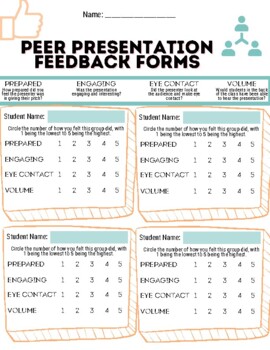 Preview of Peer Presentation Evaluation Form