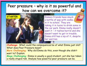 Preview of Peer Pressure - Presentation and Worksheets