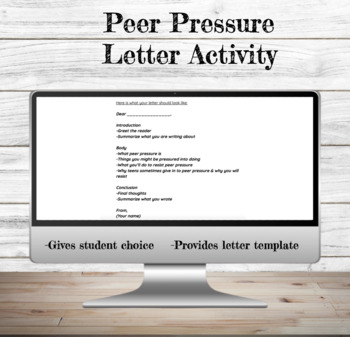 Preview of Peer Pressure Letter | Assessment | Review | Resisting Peer Pressure