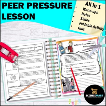 Preview of Peer Pressure Notes, Activity and Slides Guided Reading Health Lesson