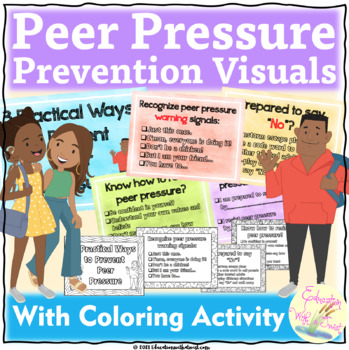 Preview of Peer Pressure Prevention Poster Visual With Coloring Activity