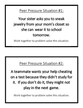 Peer Pressure Situation Cards by Jessica Millar | TpT