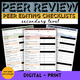 Peer Editing Checklists for Informative, Argumentative and