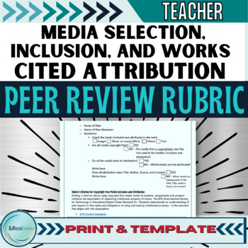 Preview of Peer Review Rubric of Project Media Selection, Inclusion, & Media Attribution