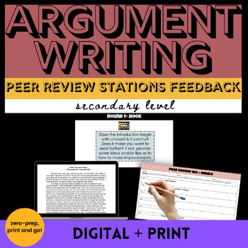 Preview of Argumentative Essay Peer Review Stations Activity Argument Writing Feedback