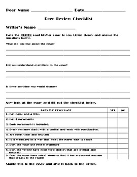 Preview of Peer Review Worksheet/Checklist