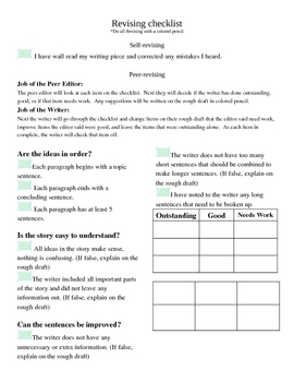 Preview of Peer-Revising Checklist