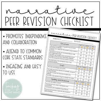 Preview of Peer Revision Checklist for Narrative Writing