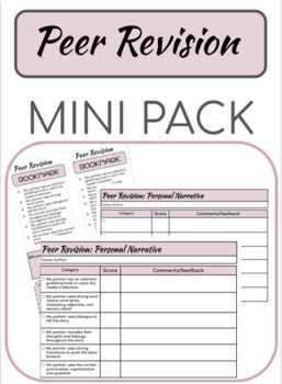 Preview of Personal Narrative: Peer Revision Sheet & 5 Bookmark Set PDF and GOOGLE SLIDES