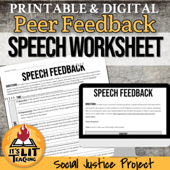 Preview of Peer Speech Feedback Worksheet (Distance Learning)