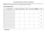 Peer Teamwork Evaluation PDF Fillable Form