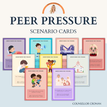 Preview of Peer pressure discussion cards. Social Skills. SEL. Bullying. Coping strategies