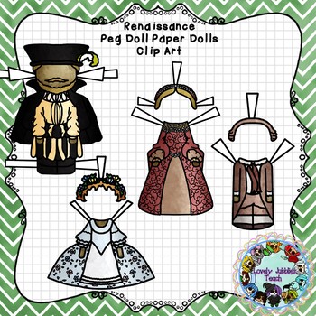 Preview of Peg Doll Paper Doll Clip Art: Renaissance