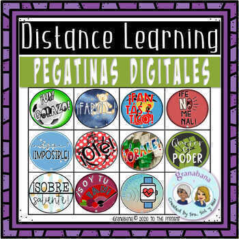Preview of Pegatinas Digital Stickers for Secondary Spanish Learners Distance Learning
