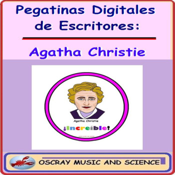 Preview of Pegatinas Digitales de Escritores, Agatha Christie for Distance Learning