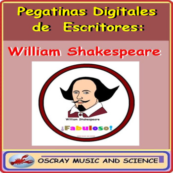 Preview of Pegatinas Digitales de Escritores, William Shakespeare for Distance Learning