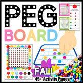 Pegboard FALL Activity Pack: Learning Mats, Task Cards, Wo