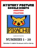 Pekachu Pixel Art- Addition Sums Up to 20