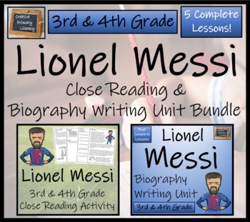 Preview of Lionel Messi Close Reading & Biography Bundle |3rd Grade & 4th Grade