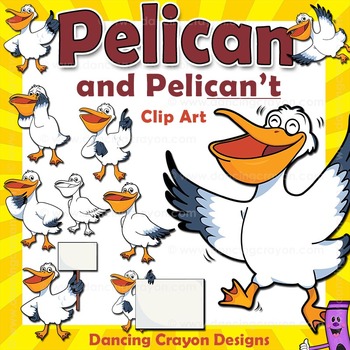 Preview of Pelican and Pelican't Clipart - Growth Mindset Clip Art