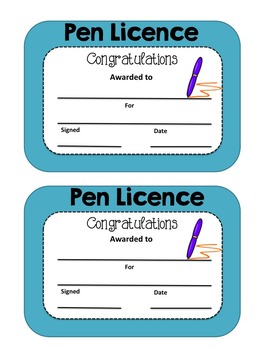 pen licence certificate template