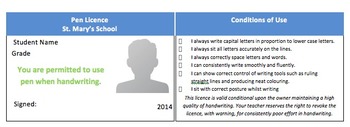 Preview of Pen Licence Cards - Handwriting