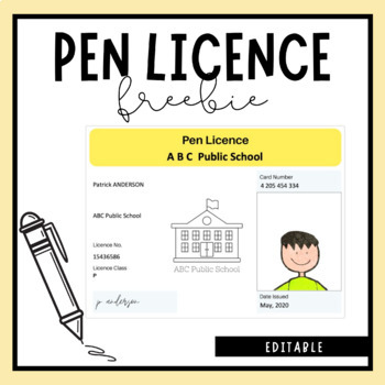 Preview of Pen Licence Editable