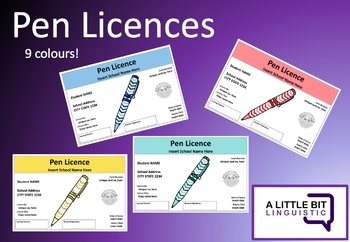 Preview of Pen Licence (Editable Powerpoint)