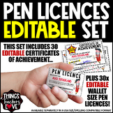 Editable Pen Licences and Certificates of Achievement Bund