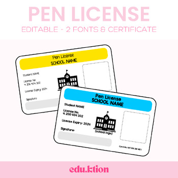 Preview of Pen License (Editable)