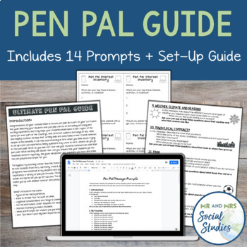 Preview of Pen Pal Guide: 14 Pen Pal Letter Prompts and Guide (Google Drive Compatible)